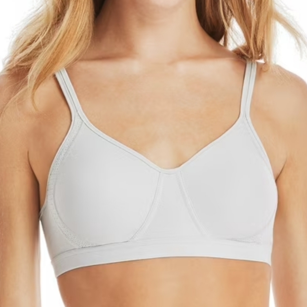 Hanes W507 Signature Cooling Comfort Wireless Wirefree Bra, Grey, 3XL